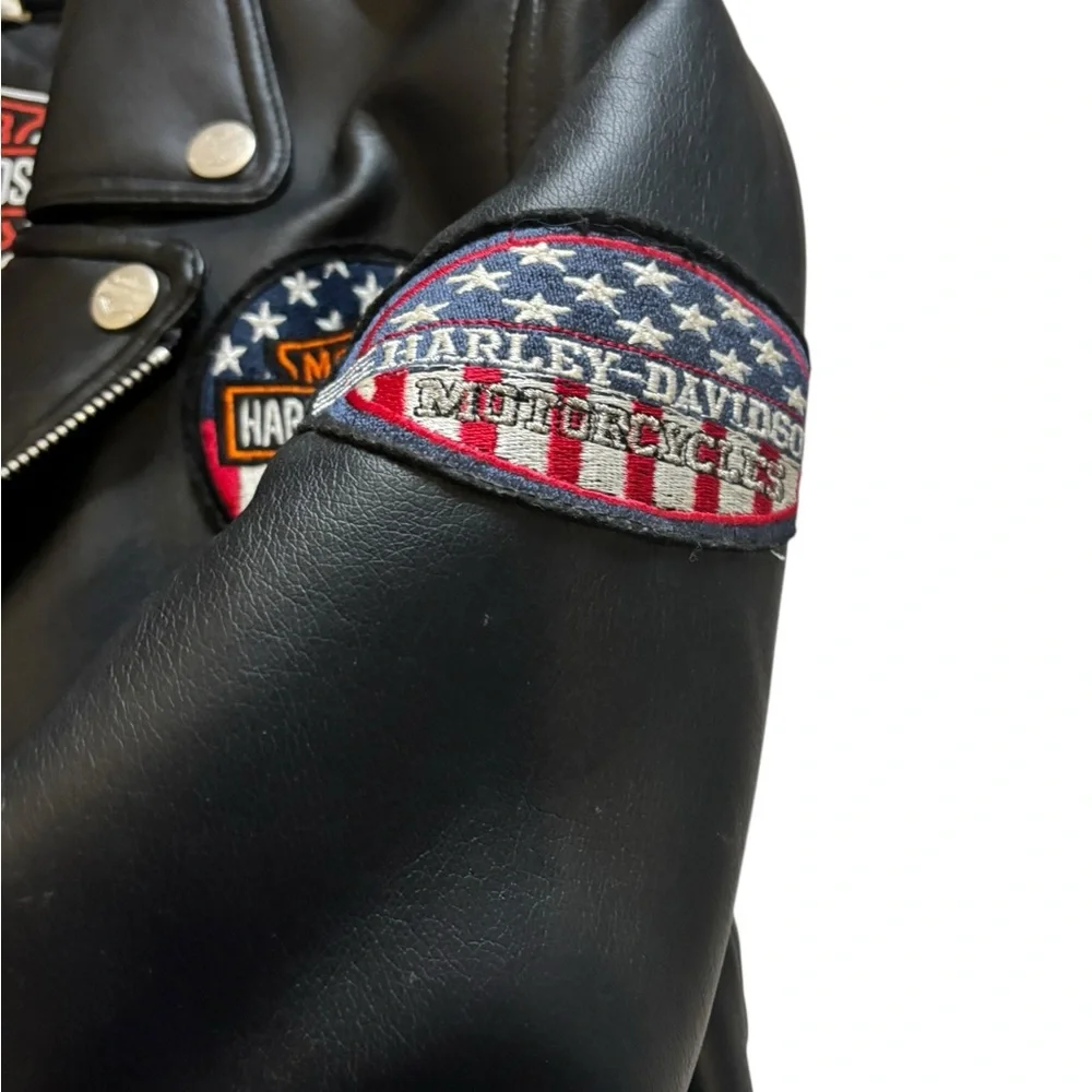 Harley-Davidson Kid’s Black Faux Leather Jacket Size 6 - Picture 3 of 8